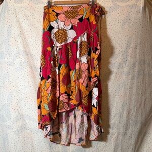 Cynthia Rowley Floral High-Low Skirt in Pink, Orange, White